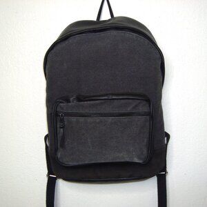 James Campbell Black Leather Canvas Padded Backpack SS-BP10608
